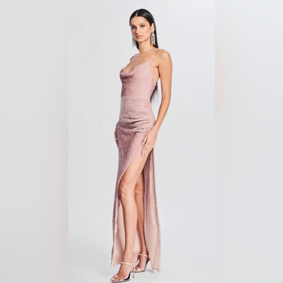 Retrofete Pink Maxi full sequined Dress small w/ leg slit NWOT (NYE) - Picture 2 of 8